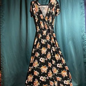 Cotton faux wrap dress